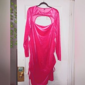 Pink long sleeve dress will open chest cut out on the sides